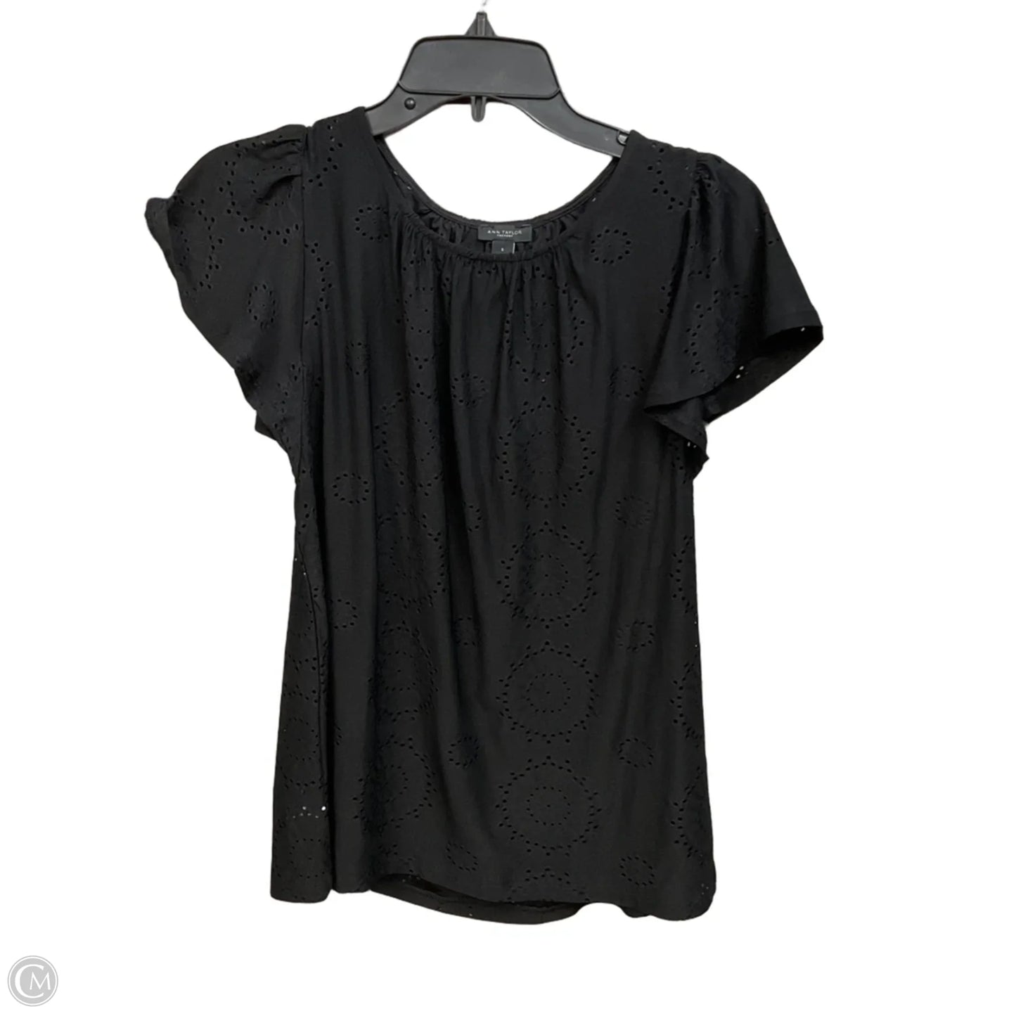 Top Short Sleeve By Ann Taylor In Black, Size: S