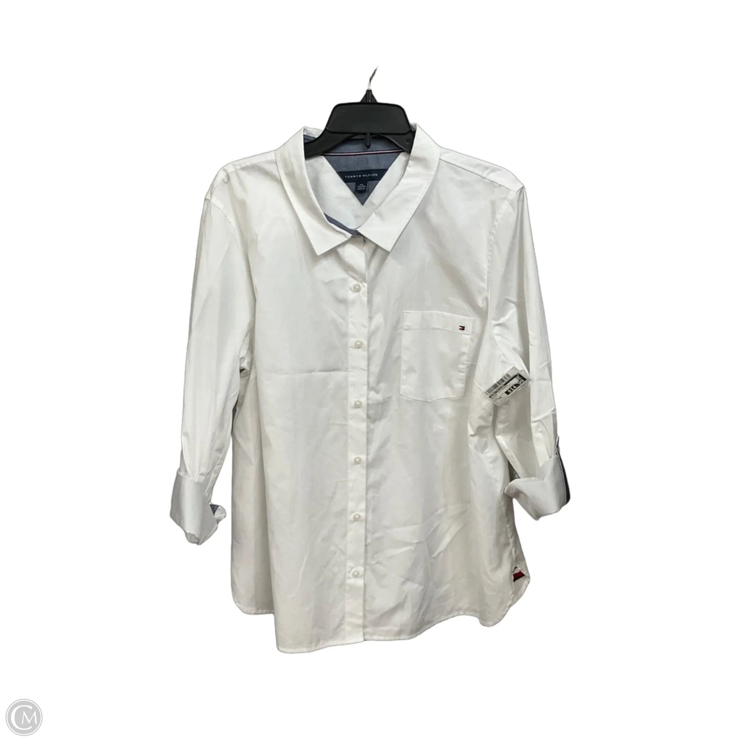 Blouse 3/4 Sleeve By Tommy Hilfiger In White, Size: Xxl