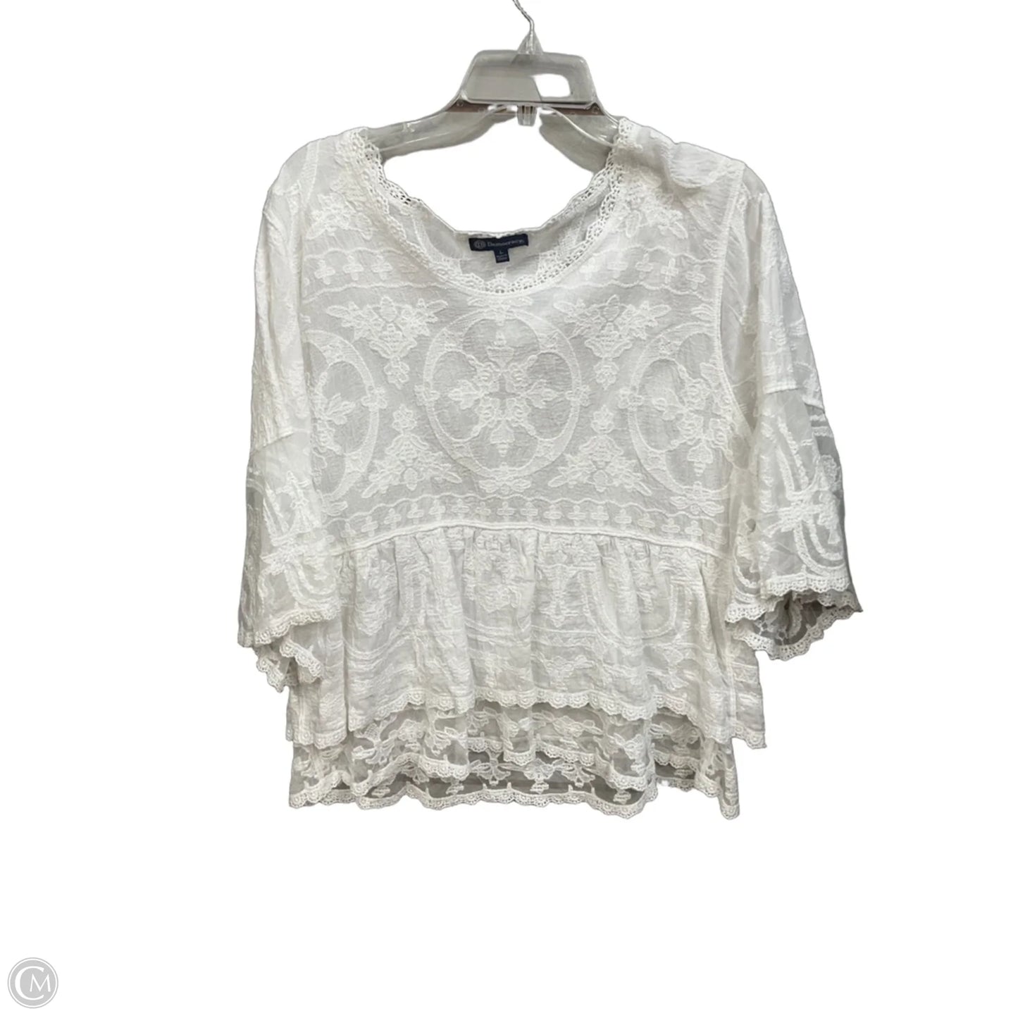 Top 3/4 Sleeve By Democracy In White, Size: L