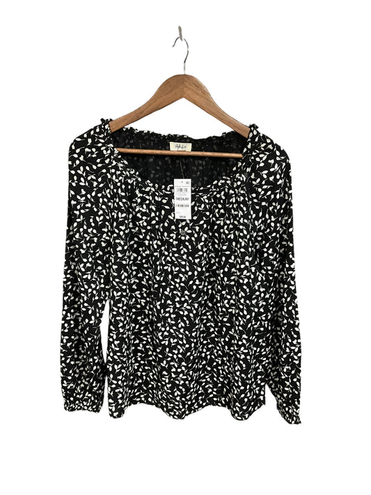 Top Long Sleeve By Style And Company In Black & White, Size: M