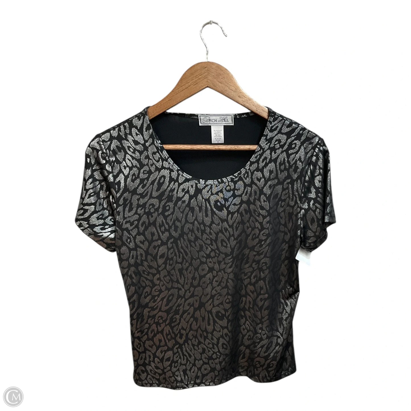 Top Short Sleeve By Cme In Black & Silver, Size: M