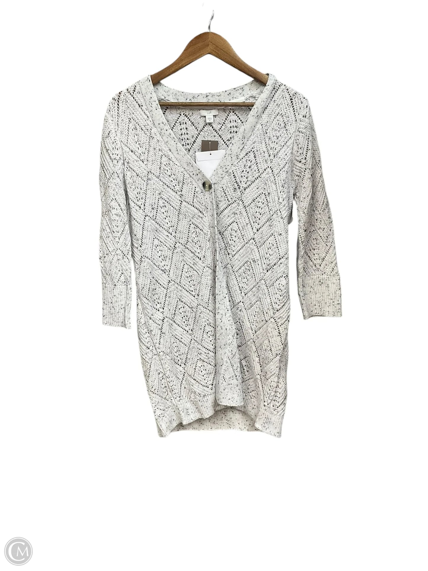 Cardigan By J. Jill In Grey & White, Size: M