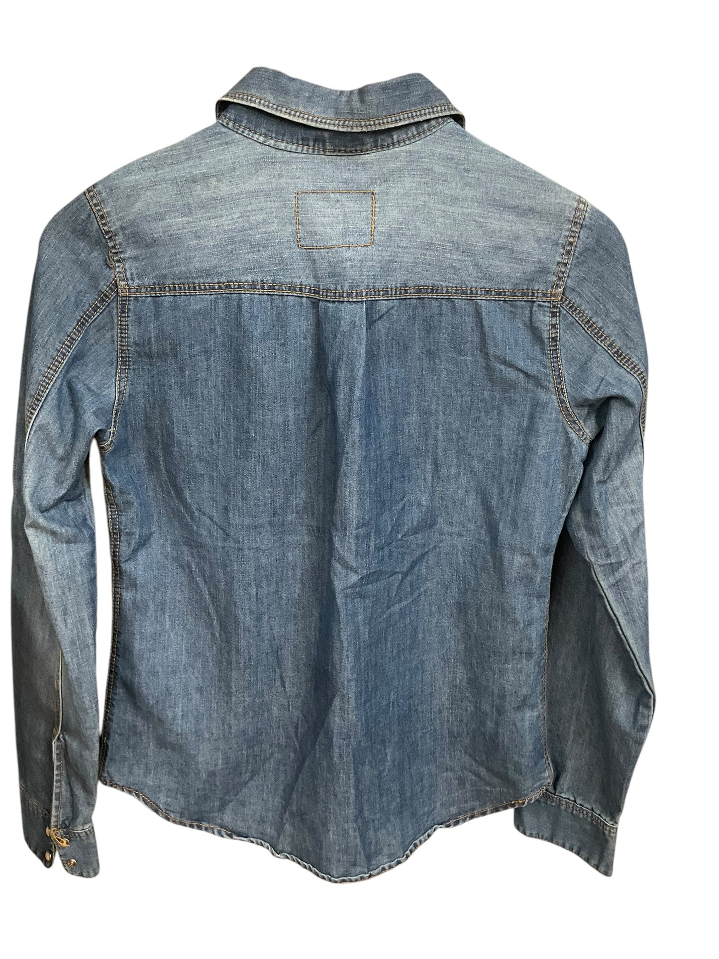 Top Long Sleeve By H&m In Blue Denim, Size: Xs