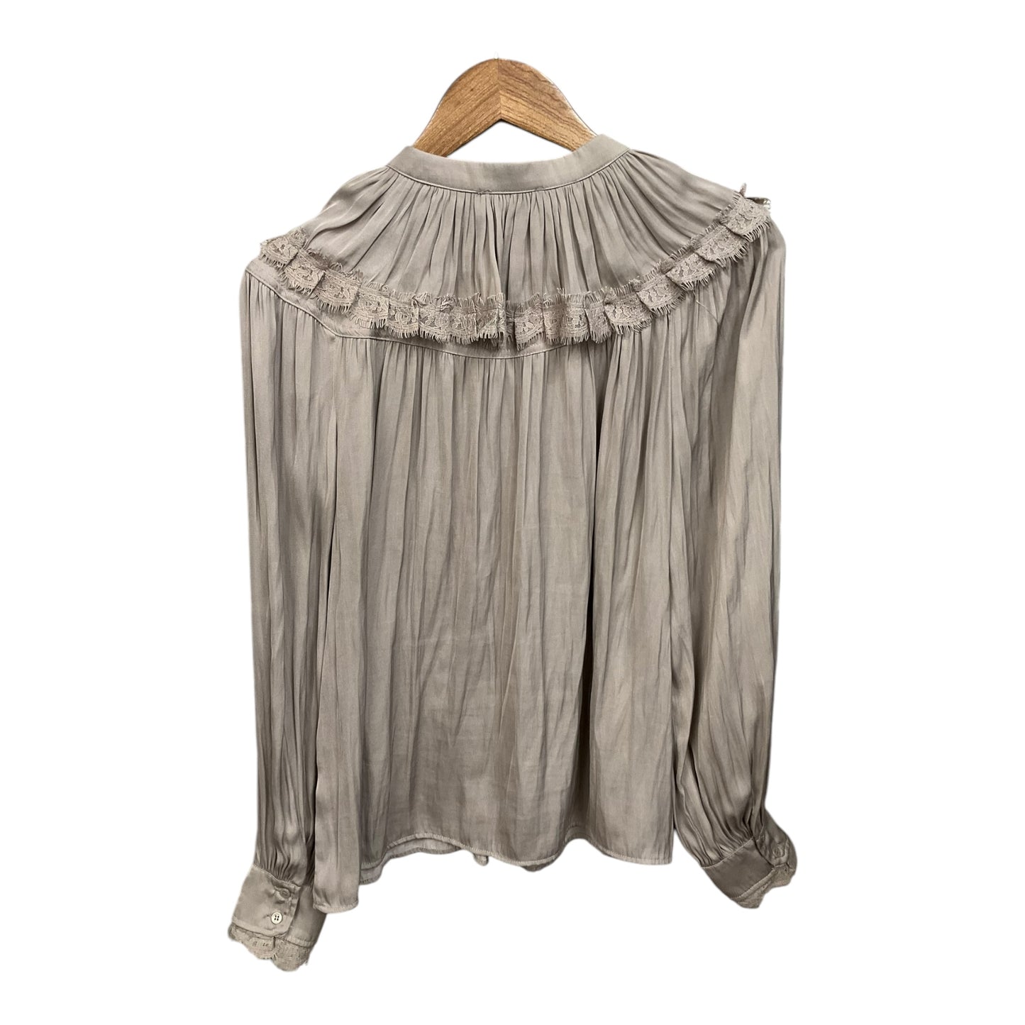 Blouse Long Sleeve By Current Air In Taupe, Size: S