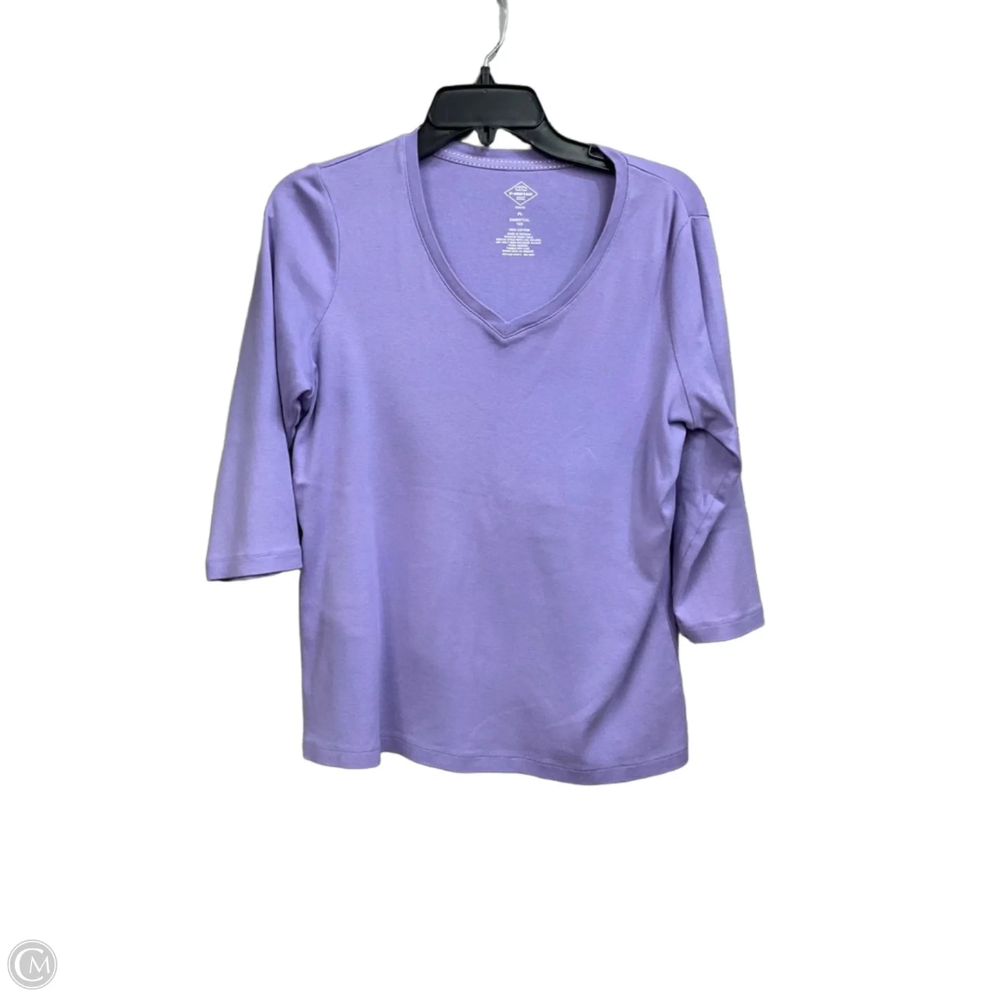 Top 3/4 Sleeve Basic By St Johns Bay In Purple, Size: L