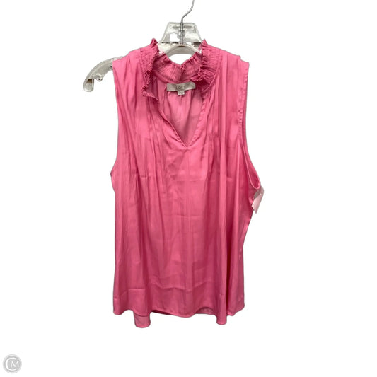 Blouse Sleeveless By Loft In Pink, Size: Xl