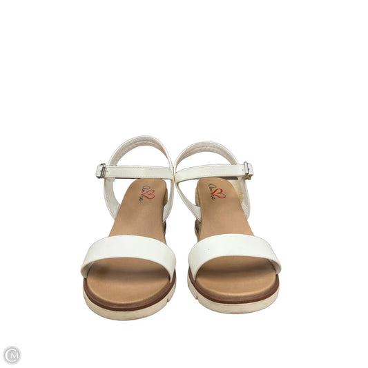 Sandals Heels Wedge By Clothes Mentor In White, Size: 9