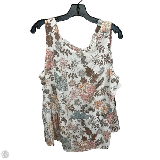 Top Sleeveless By Loft In Floral Print, Size: L