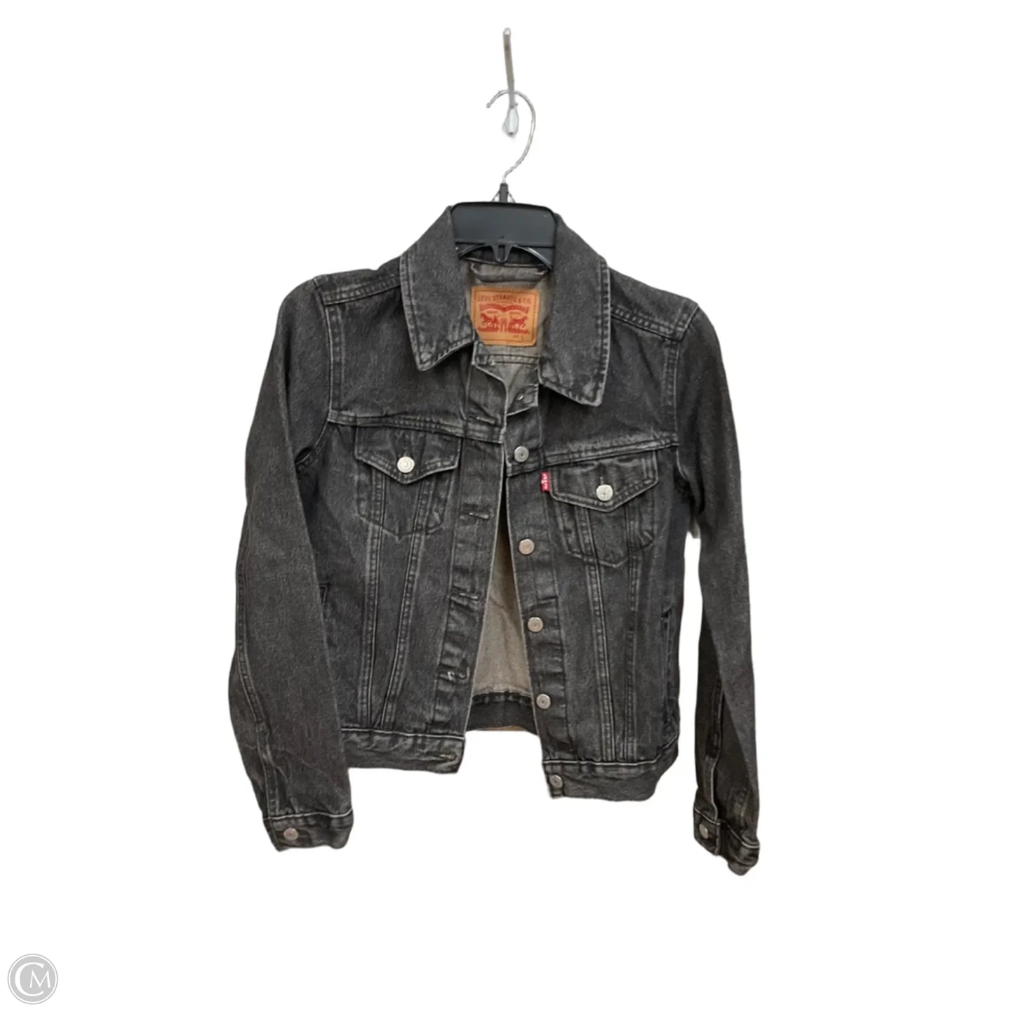 Jacket Denim By Levis In Black Denim, Size: S