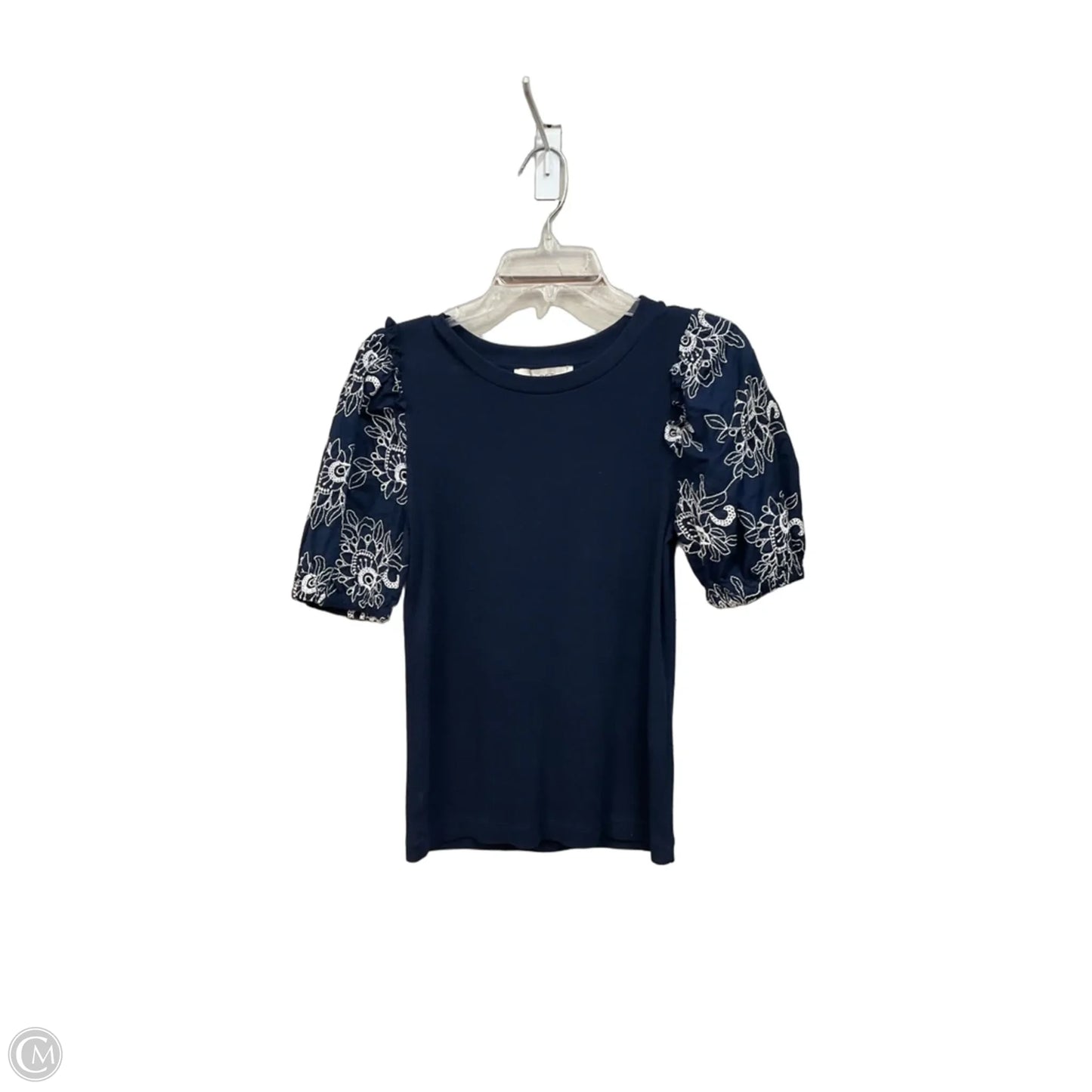 Top Short Sleeve By Loft In Navy, Size: S