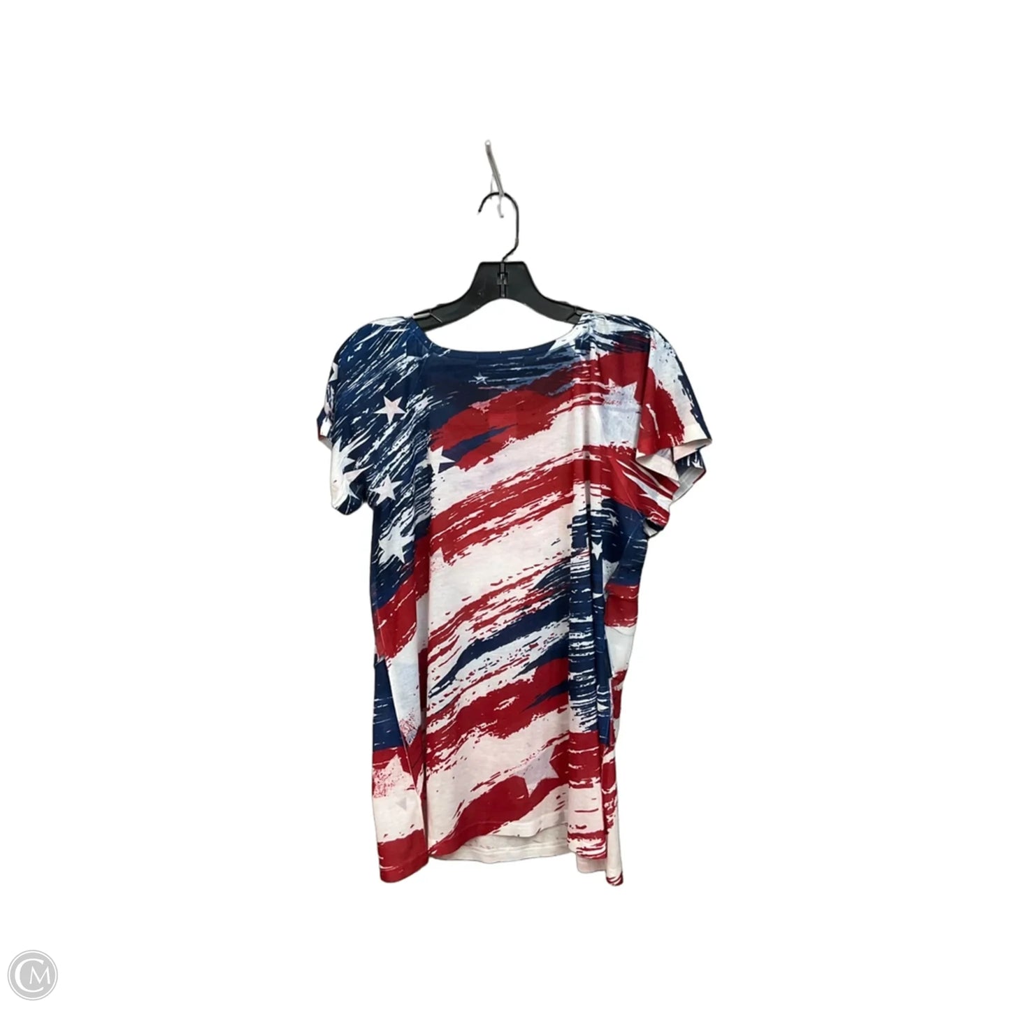 Top Short Sleeve By Indigo Soul In Blue Red & White, Size: L