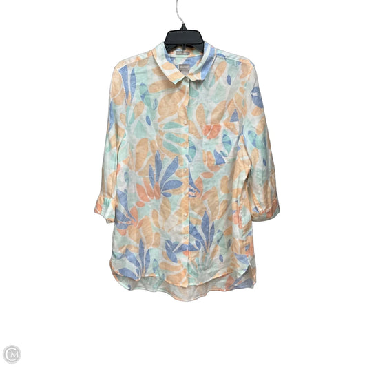 Blouse 3/4 Sleeve By Chicos In Multi-colored, Size: Xl