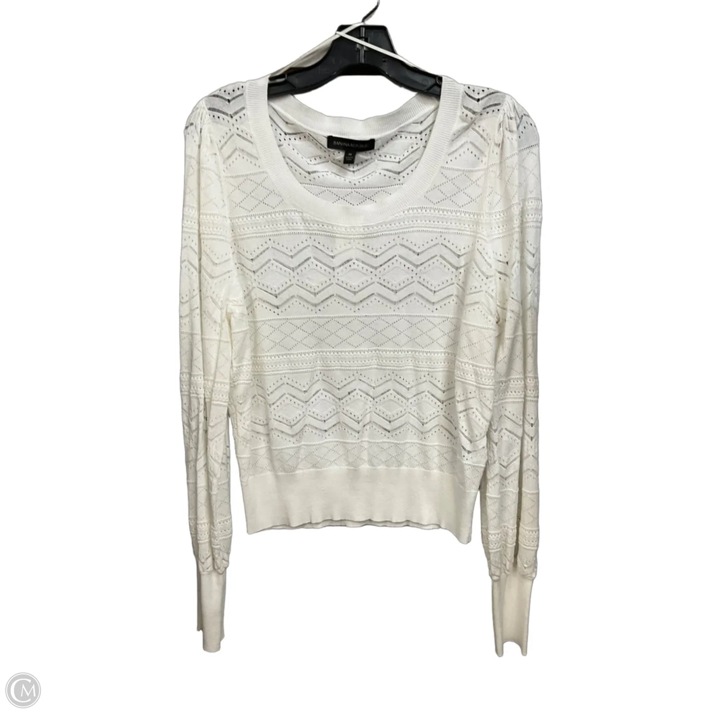 Top Long Sleeve By Banana Republic In White, Size: M