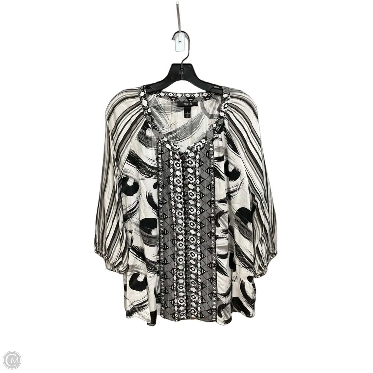 Blouse Long Sleeve By Style And Company In Grey, Size: L