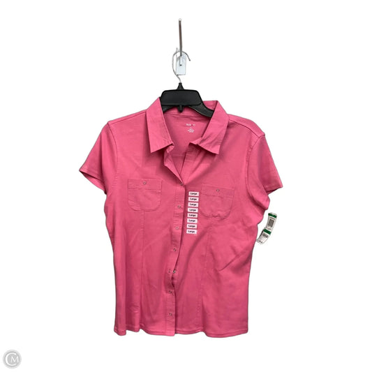 Blouse Short Sleeve By Style And Company In Pink, Size: L
