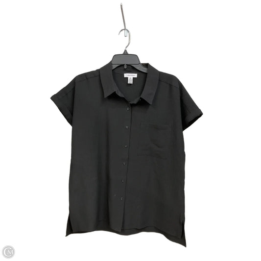 Blouse Short Sleeve By Calvin Klein In Black, Size: M