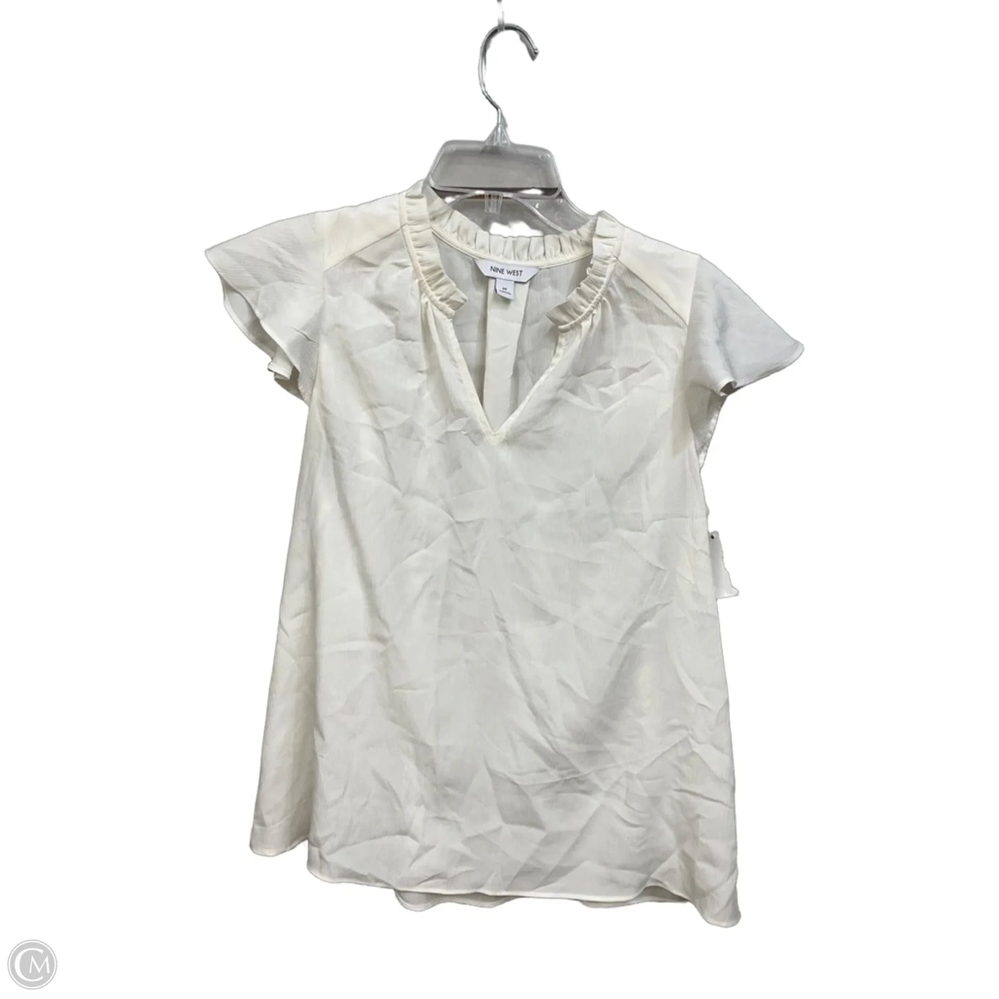 Blouse Short Sleeve By Nine West In White, Size: M