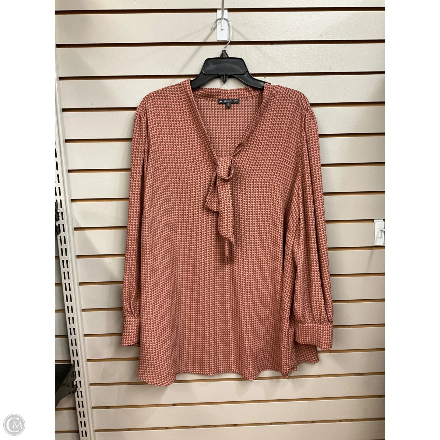 Blouse Long Sleeve By Adrianna Papell In Brown, Size: 2x
