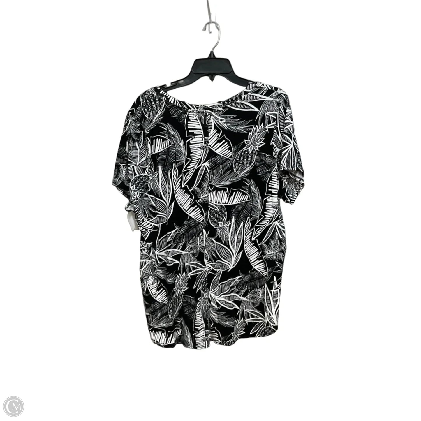 Top Short Sleeve By Christian Siriano In Black & White, Size: 2x