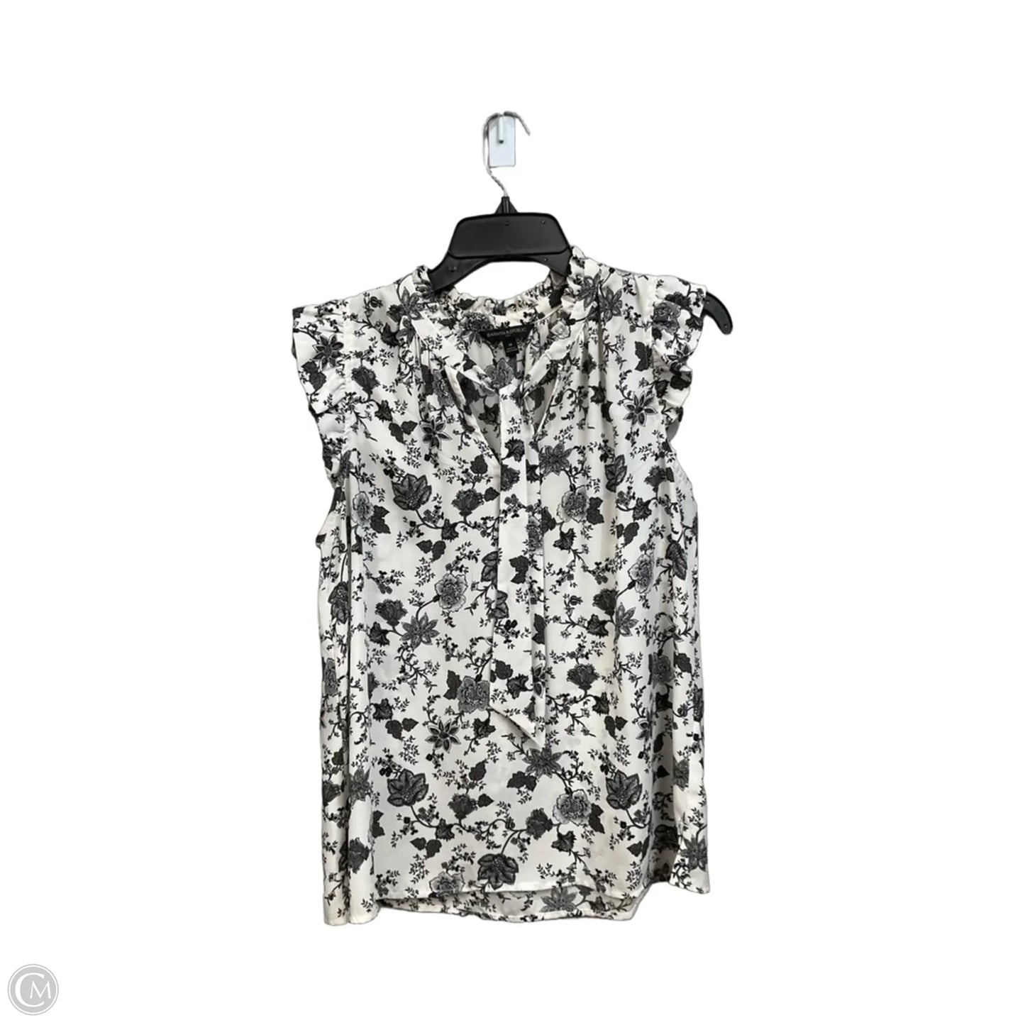 Blouse Sleeveless By Banana Republic In Black & White, Size: M