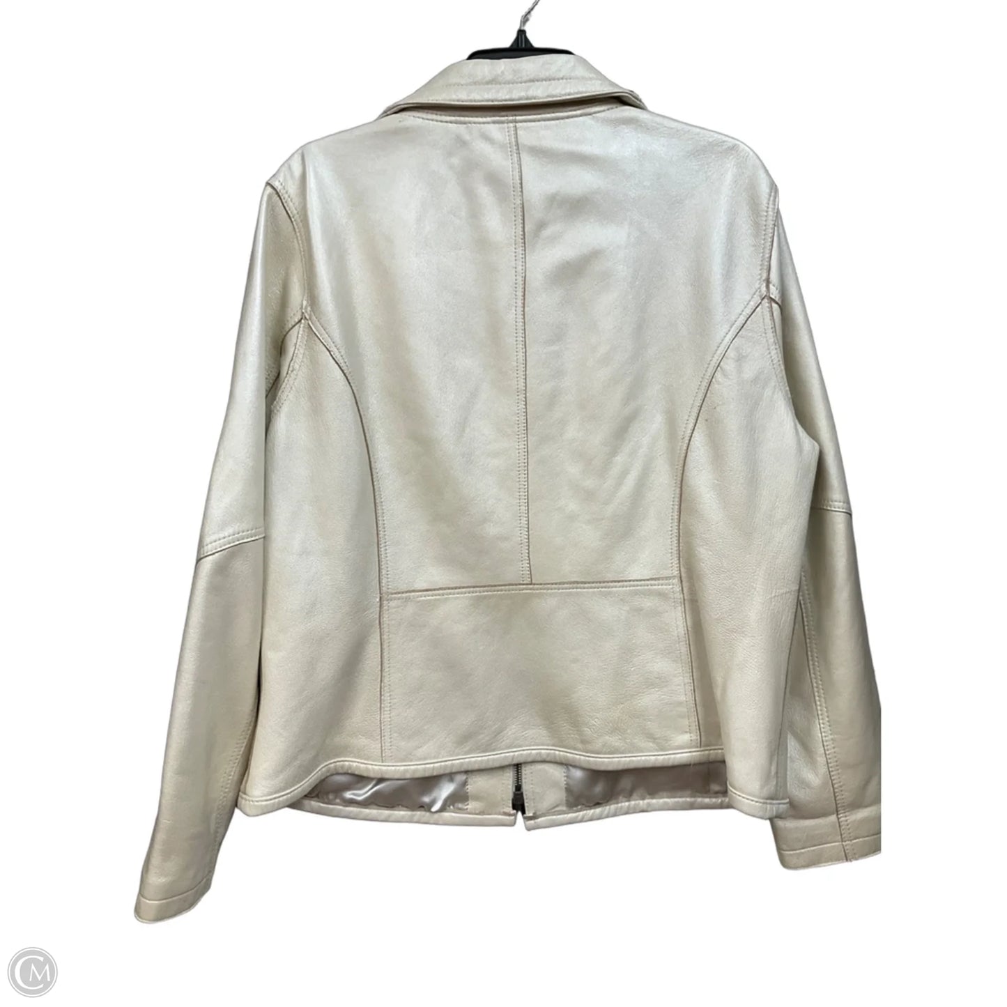 Jacket Leather By Chicos In White, Size: Xl