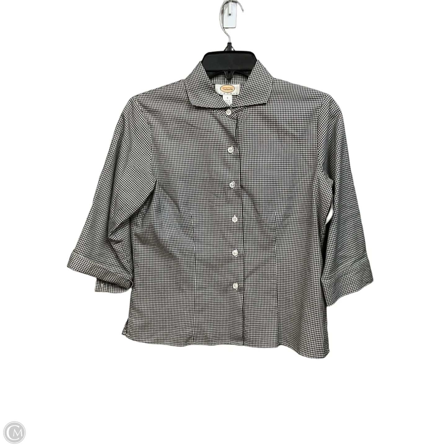 Blouse 3/4 Sleeve By Talbots In Checkered Pattern, Size: S