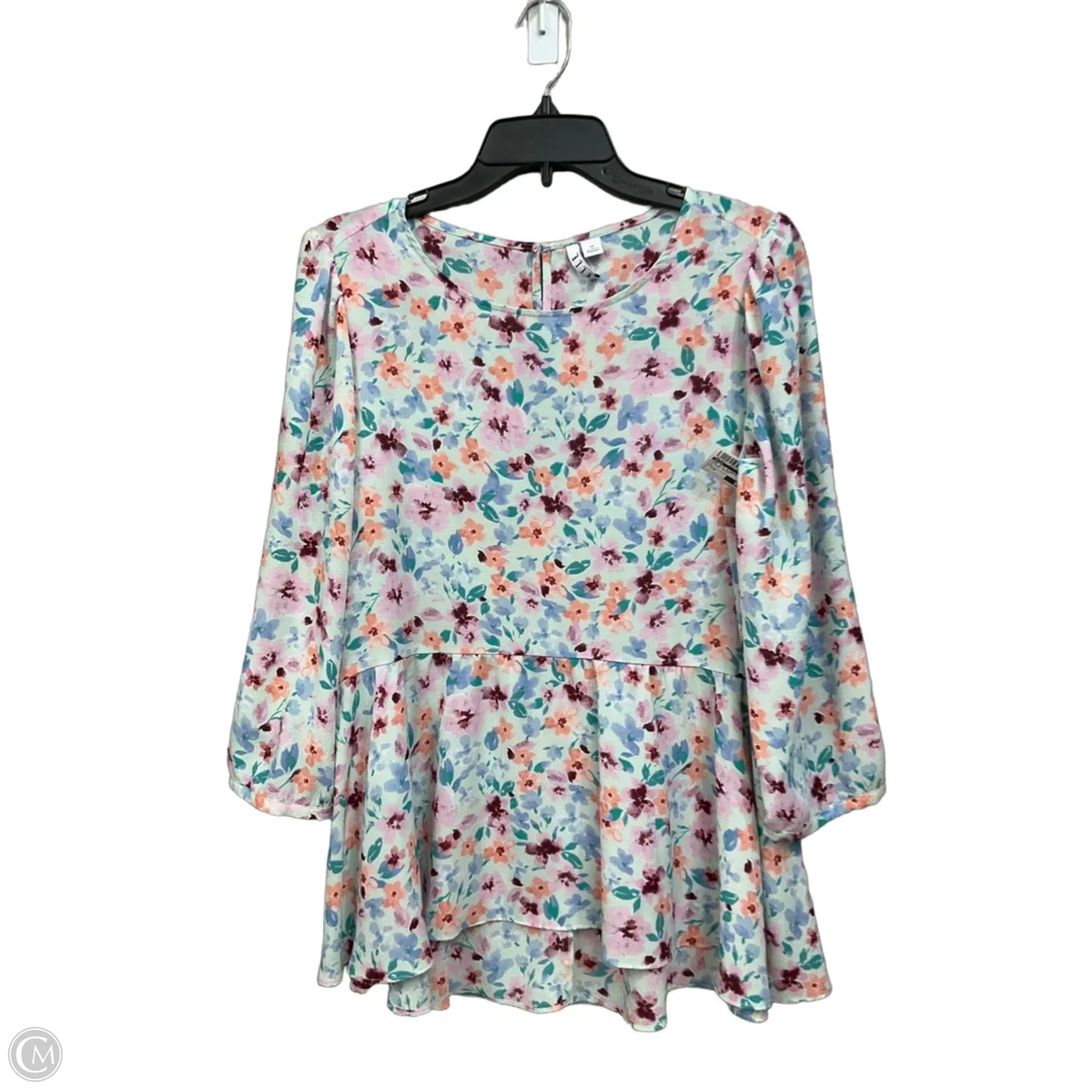 Top 3/4 Sleeve By Elle In Floral Print, Size: M