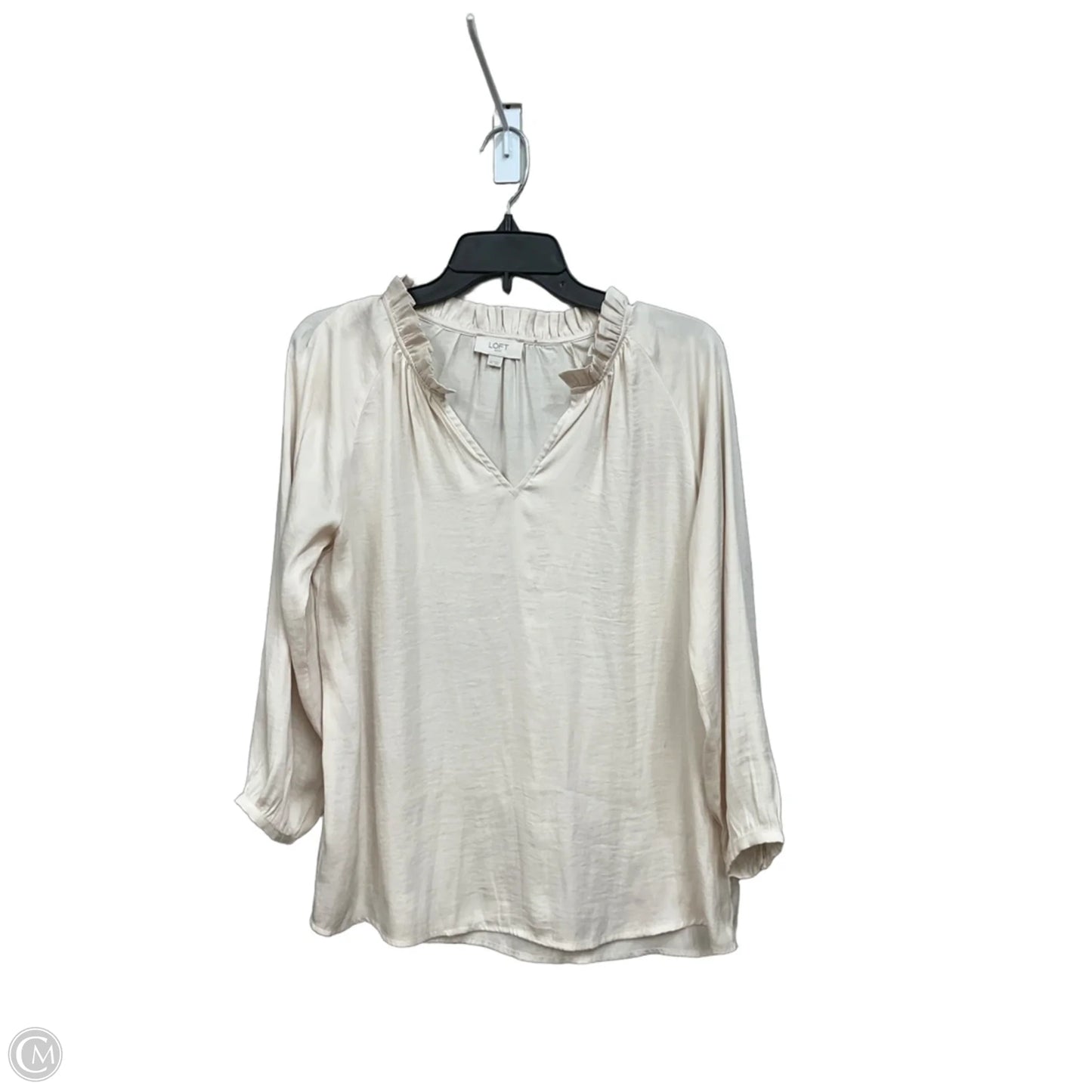 Blouse Long Sleeve By Loft In Tan, Size: Xs