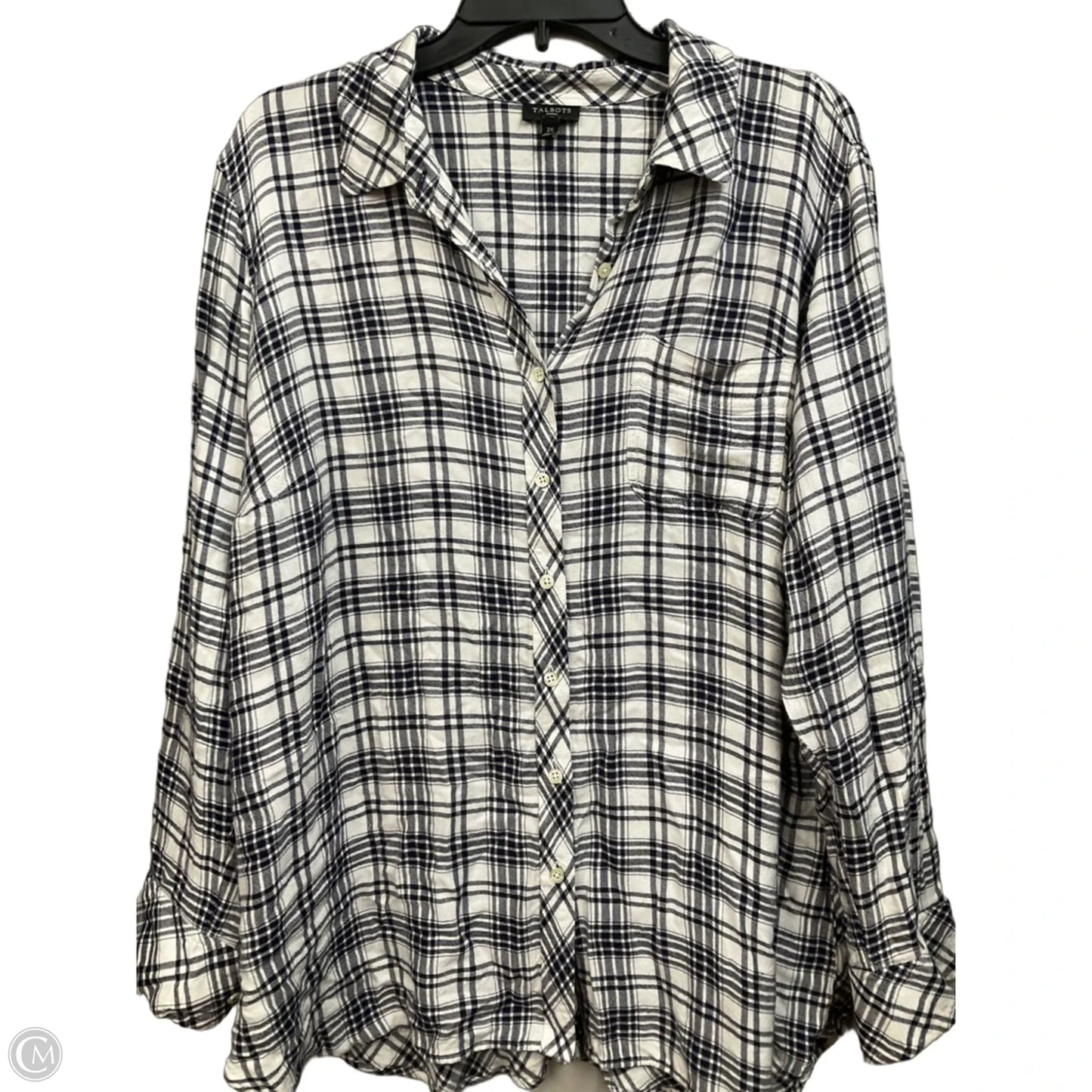 Top Long Sleeve By Talbots In Plaid Pattern, Size: 2x