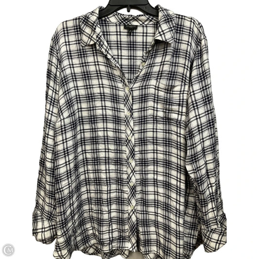 Top Long Sleeve By Talbots In Plaid Pattern, Size: 2x