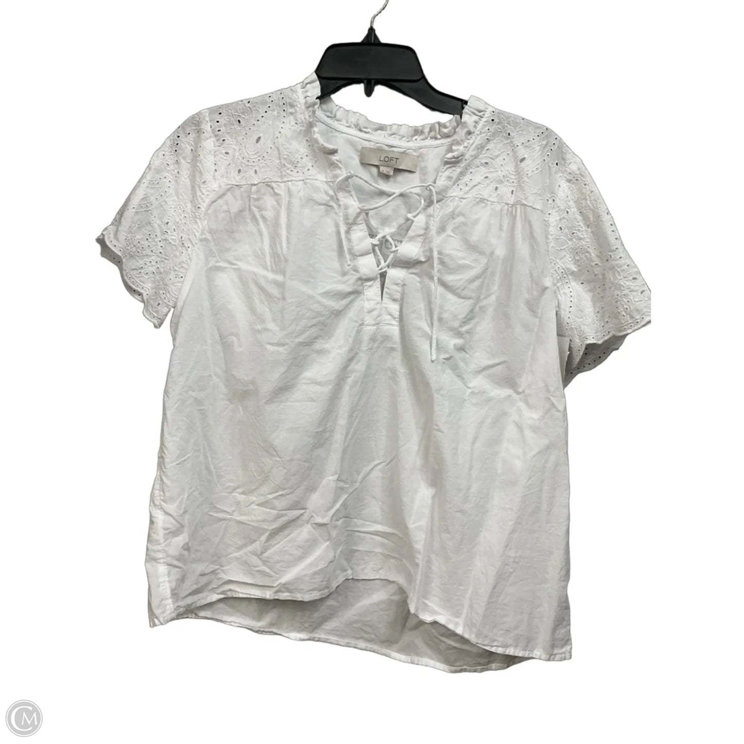 Top Short Sleeve By Loft In White, Size: M