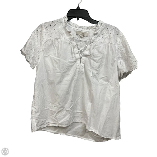 Top Short Sleeve By Loft In White, Size: M