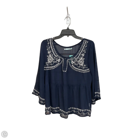 Blouse 3/4 Sleeve By Maurices In Navy, Size: L