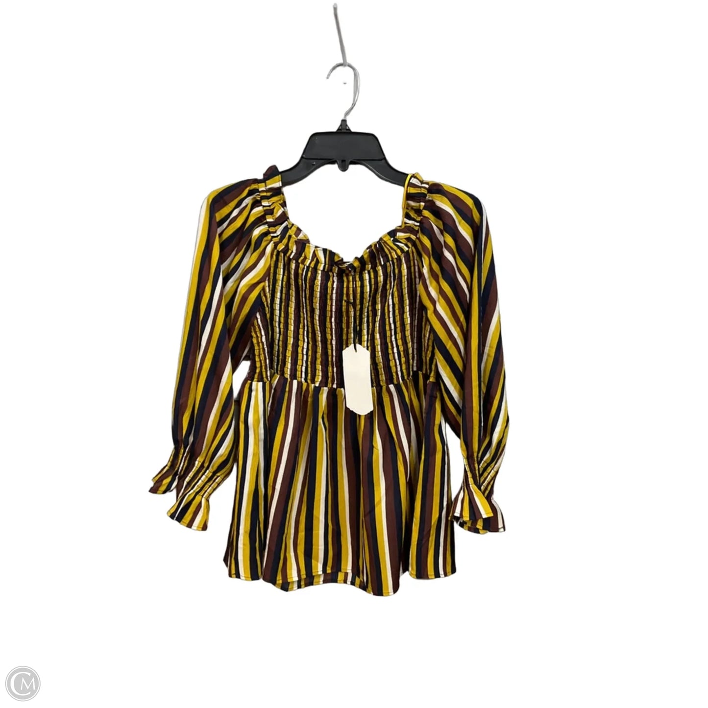 Top Long Sleeve By Vine & Love In Striped Pattern, Size: L