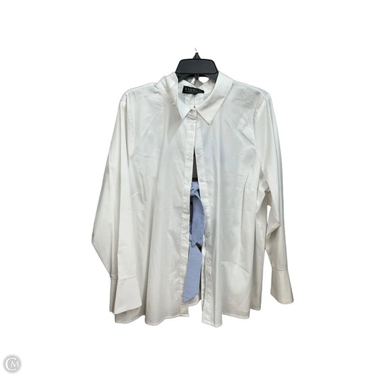 Top Long Sleeve By Eloquii In White, Size: 2x