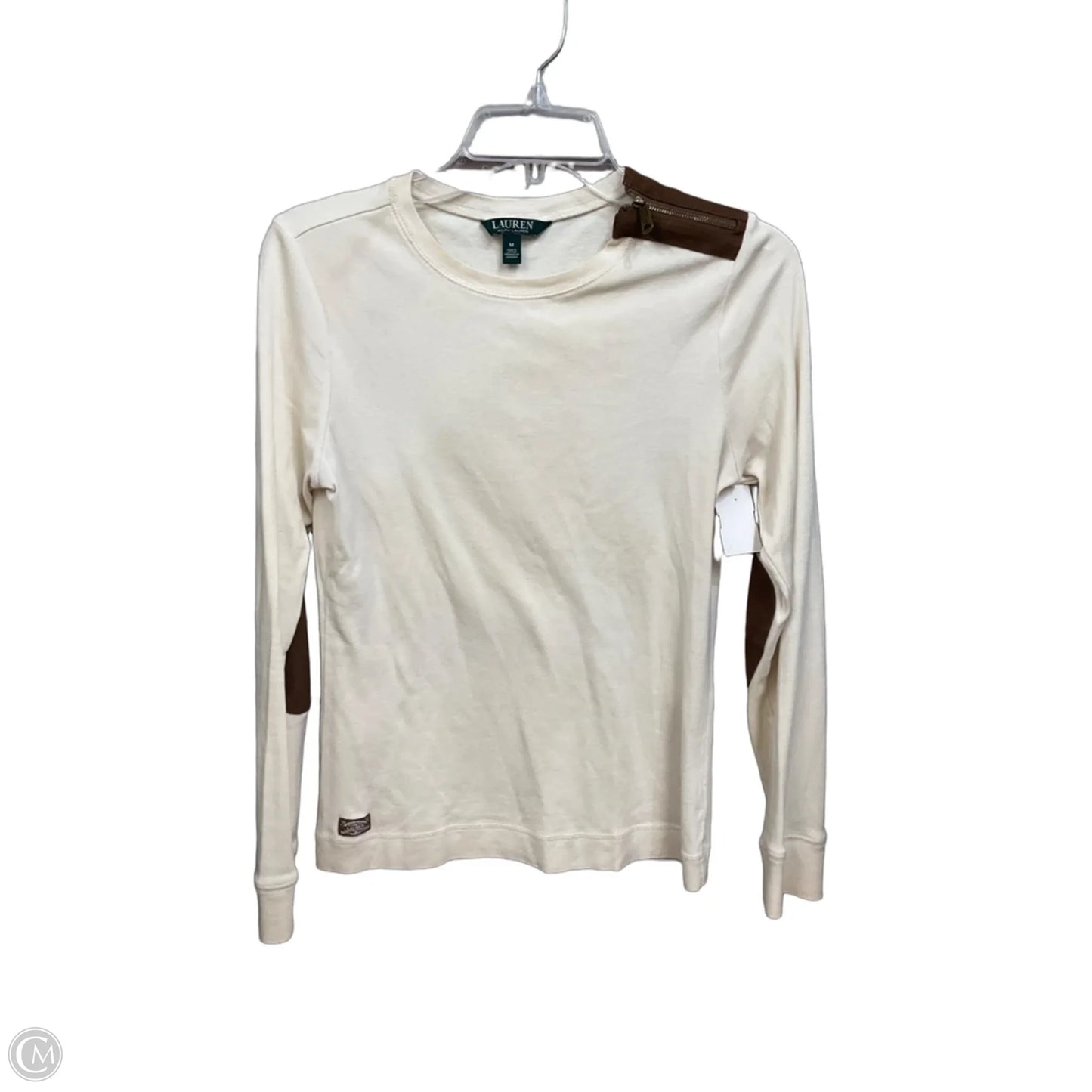 Top Long Sleeve By Lauren By Ralph Lauren In Cream, Size: M