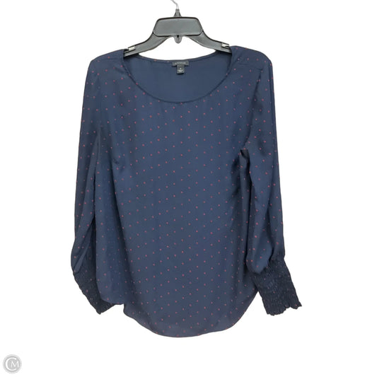 Blouse Long Sleeve By Ann Taylor In Navy, Size: M