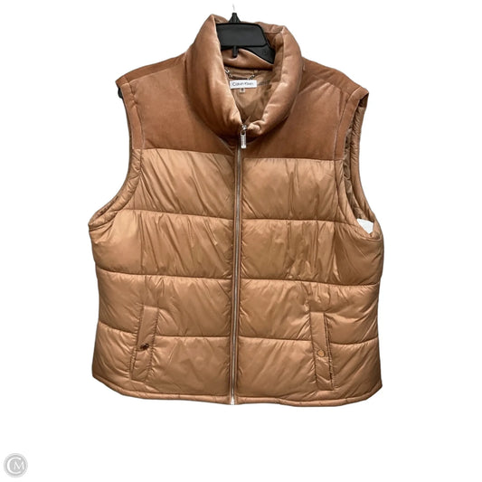 Vest Puffer & Quilted By Calvin Klein In Tan, Size: Xl
