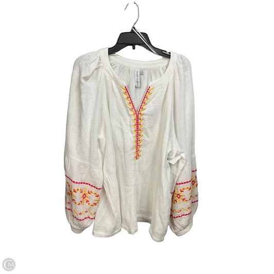 Top Long Sleeve By Grace + Karma In White, Size: 1x