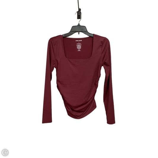 Top Long Sleeve By Pink Rose In Maroon, Size: M
