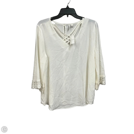 Top Long Sleeve By C Est. 1946 In Cream, Size: L