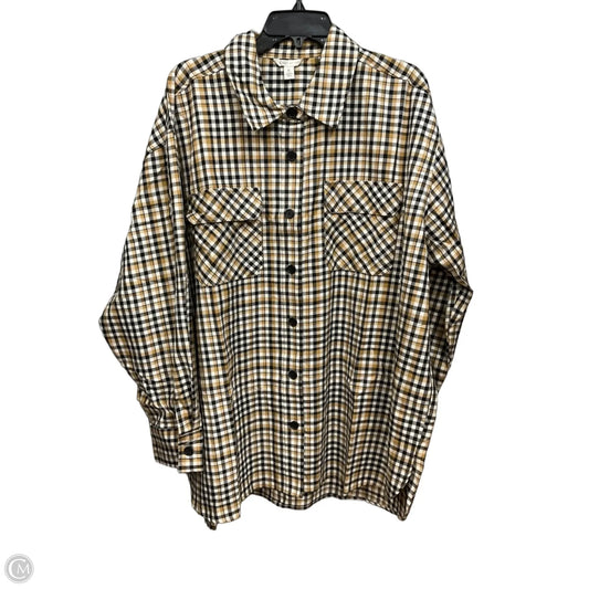 Top Long Sleeve By Cato In Plaid Pattern, Size: Xl
