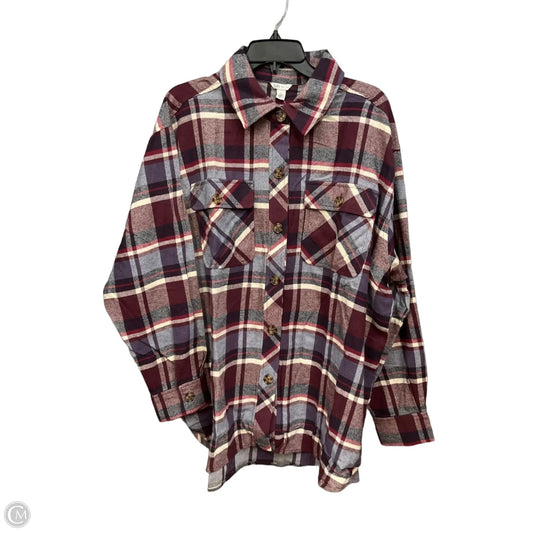 Top Long Sleeve By Cato In Plaid Pattern, Size: Xl