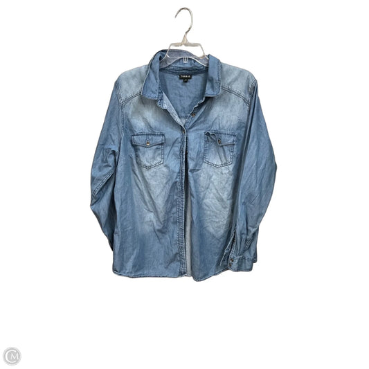 Blouse Long Sleeve By Torrid In Blue Denim, Size: 2x