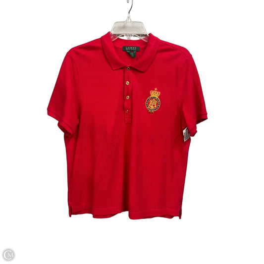 Top Short Sleeve By Lauren By Ralph Lauren In Red, Size: L