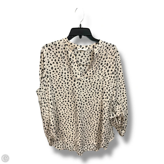 Blouse Long Sleeve By Lush In Cream, Size: Xxl