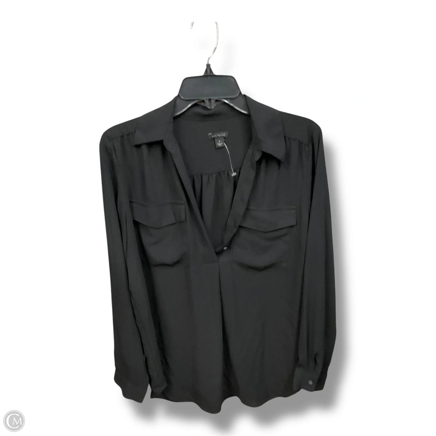 Blouse Long Sleeve By Ann Taylor In Black, Size: M