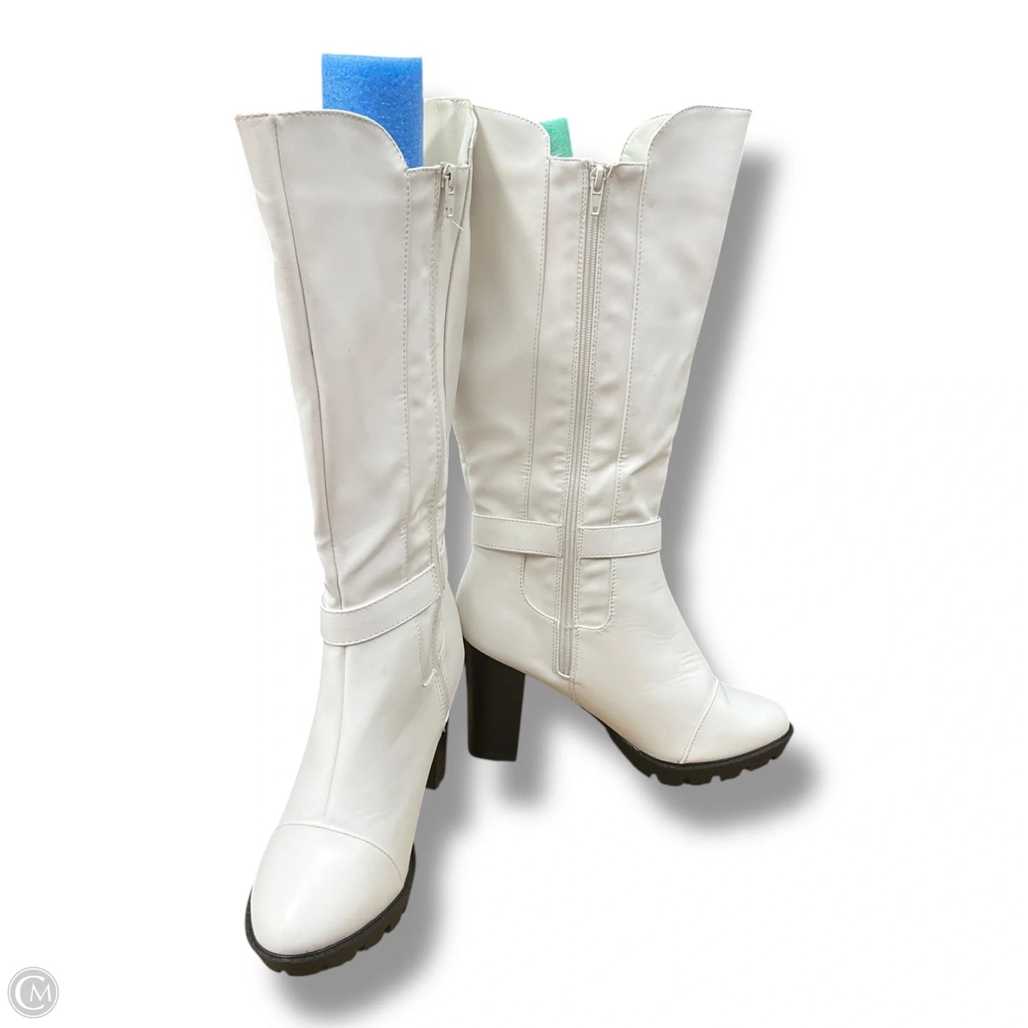 Boots Knee Heels By Ashley Stewart In White, Size: 10