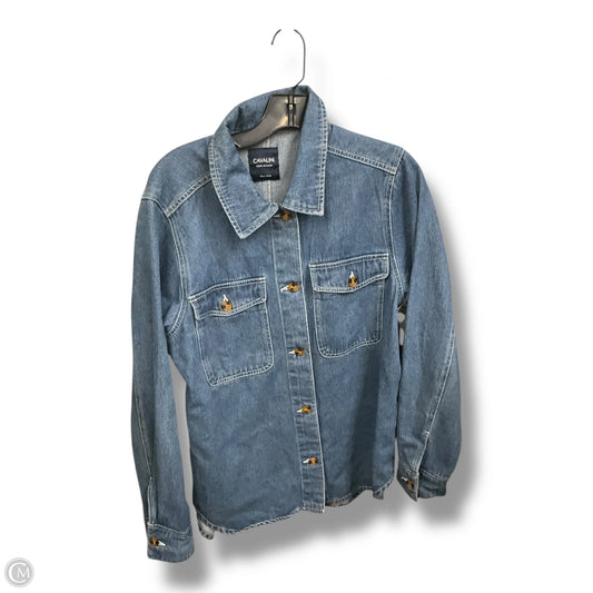 Jacket Shirt By Clothes Mentor In Blue Denim, Size: Xl