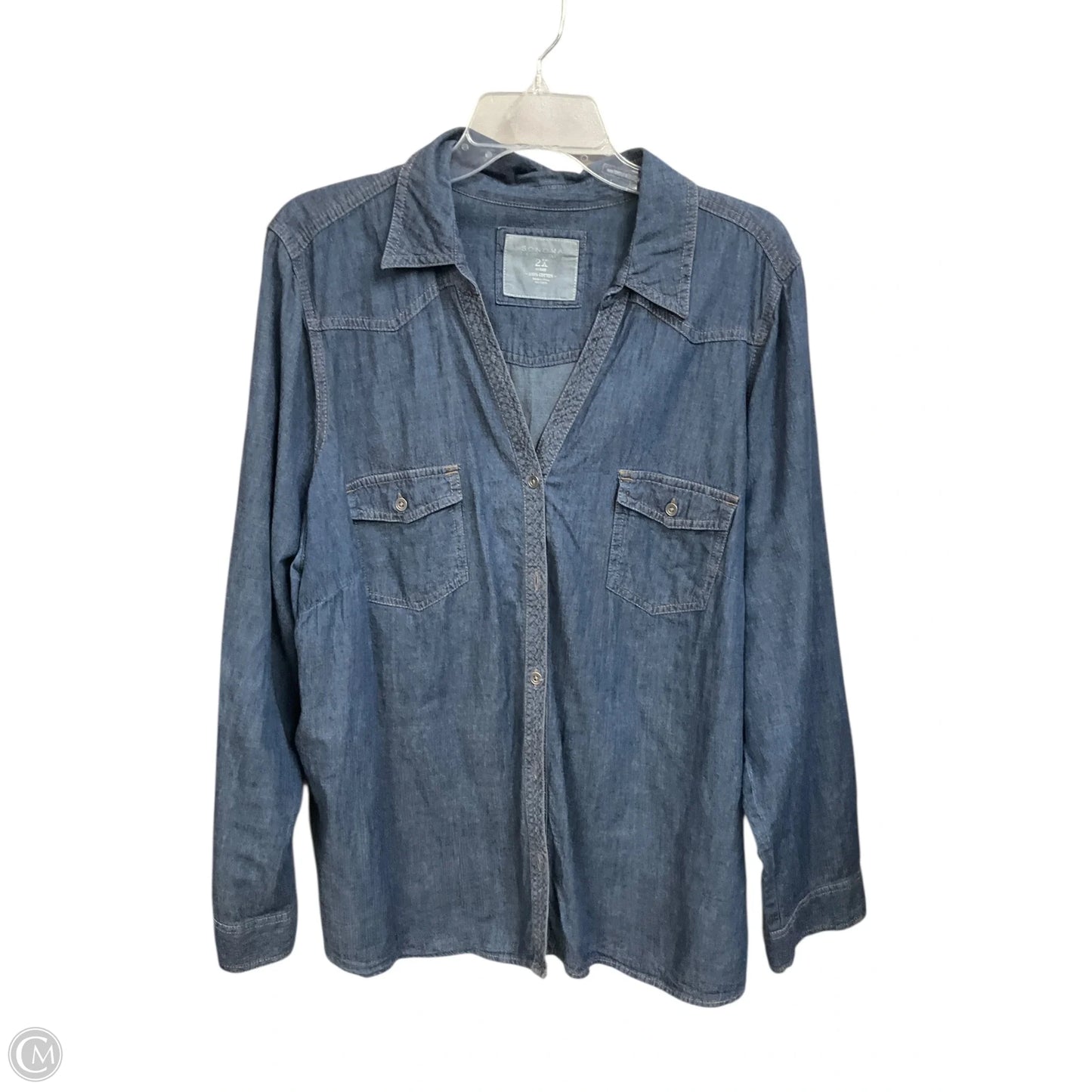 Top Long Sleeve By Sonoma In Blue Denim, Size: 2x